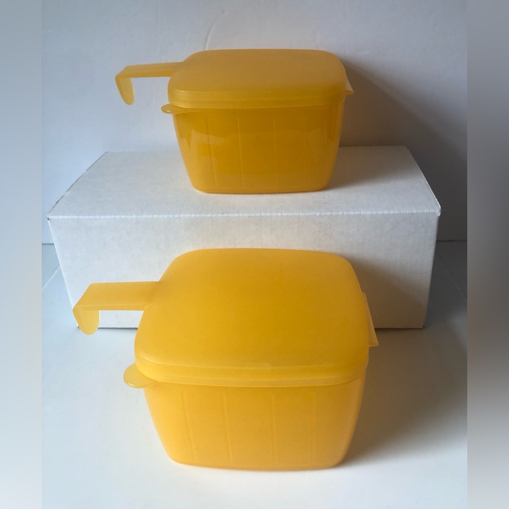 Tupperware Forget Me Not Hanging Cheese Keeper Lot of 2 Orange